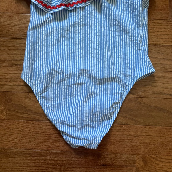 J.Crew Factory Seersucker Ruffle One-Shoulder One-Piece - Picture 8 of 11